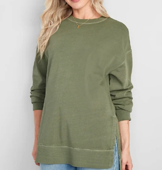 Old Navy Women Oversized Boyfriend Garment-Dyed Tunic Sweatshirt -F333 - Image 1 of 1