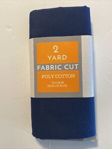 2 Yard Poly Cotton Fabric Cut 72" x 44" Dark Blue Quilting Crafting Material