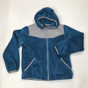 THE NORTH FACE GirLs BLUE FLEECE HOODED JACKET Full Zip LARGE 14 16 - Picture 1 of 11