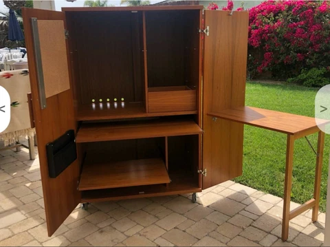 STUNNING DANISH TEAK DESK/ARMOIRE for Home Office / Small Apt Cover