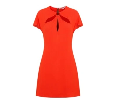 Stella McCartney Keyhole Cut Out Detail Mini Dress In Tomato Red Sz 42/US 12 - Image 1 of 4