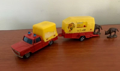 Dodge Majorette Simca 1980 camioneta roja y toldo + remolque de rodeo Francia Foto 1 de 4