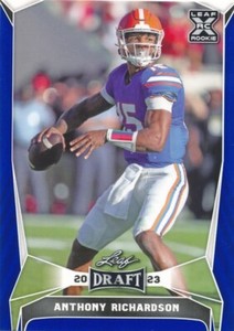 #40 ANTHONY RICHARDSON 2023 Leaf Draft Football BLUE RC COLTS