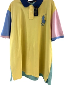 Polo Ralph Lauren Mens Pastel Colorblock Big Pony Polo Shirt Classic Fit New 2XL - Picture 1 of 7
