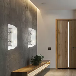 Lampada Parete Luci Soggiorno da LED Pavimento 2 Fiamma Vetro H 16 CM 2x - Foto 1 di 6