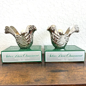 Avon Silver Metal Dove Bird of Paradise w/Glass Btl 1976 Christmas_Empty_2 Lot - Picture 1 of 12