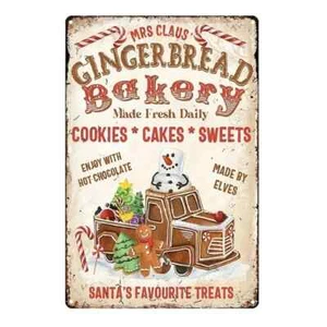 Mrs Claus Gingerbread Bakery 12 x 8 inch Aluminum Sign Made By Elves - Picture 1 of 3