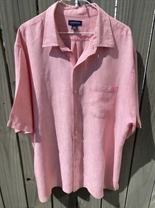 Lands' End Men's Peach 100% Linen Short Sleeve Button Up Shirt Size XL - Picture 1 of 8