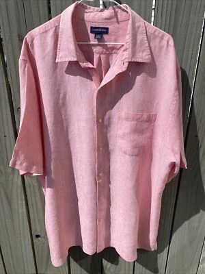 Lands' End Men's Peach 100% Linen Short Sleeve Button Up Shirt Size XL - Image 1 of 4