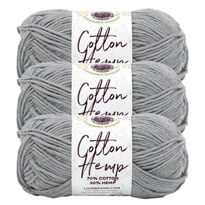 (3 Pack) Lion Brand Yarn 774-150AL Cotton Hemp Yarn, Steel Grey - Picture 1 of 7
