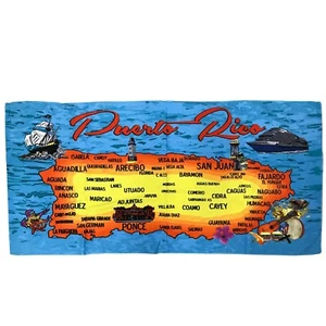 Puerto Rico Beach Towel Map Yellow - Picture 1 of 1