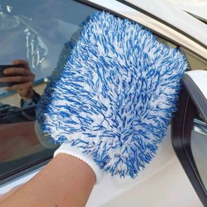 2X Car Microfibre Wash Mitt Cleaning Premium Ultra Soft Sponge Washing Glove Rag - Picture 1 of 9
