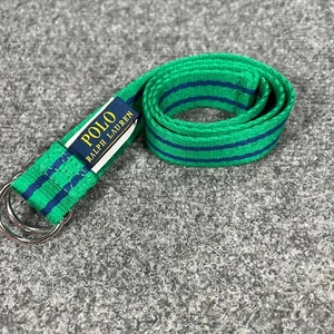 Polo Ralph Lauren Belt Youth Boys Green Blue Striped Woven D Ring 27 Inch - Picture 1 of 8