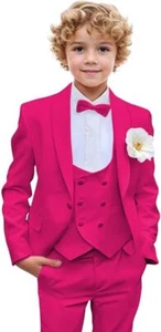 Boys 3 Pieces Slim Fit Suit Kids Tuxedo Suits for Boys Prom Wedding Party Formal - Picture 1 of 34