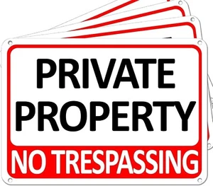 4Pack Private Property No Trespassing Sign 10"x 7" .04" Aluminum Reflective Sign - Picture 1 of 6