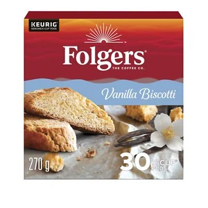 Folgers Vanilla Biscotti K Cups Light Roast Coffee 30 Count 100 Arabica - Picture 1 of 2