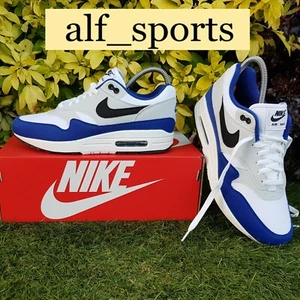 ❤ BNWB & Authentic Nike ® Air Max 1 Trainers in White, Blue & Black in UK Size 7 - Picture 1 of 17