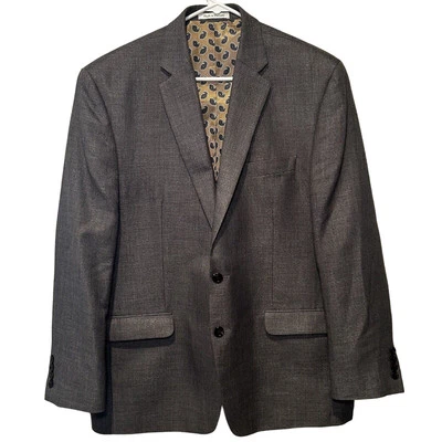Blazer Clásico CHAPS Abrigo Deportivo Gris Talla 44L Amarillo Forro Paisley Academia Usado en Excelente Condición Foto 1 de 4