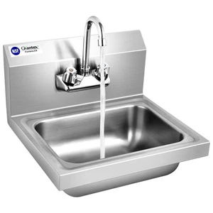 Stainless Steel Sink NSF Wall Mount Hand Washing Sink W/ Faucet & Back Splash - Picture 1 of 12