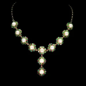 925 Sterling Silver Necklace Oval Emerald 4x3mm Pearl Ruby Flower Gemstone 17.5 - Picture 1 of 13