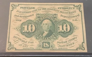 FR 1242 - First Issue - 10 Cent Note - Straight Edge W/ Monogram - Picture 1 of 2