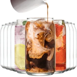 Drinking Glasses Set of 10 - Can Shaped Glass Cups, 16oz Iced Tea/Coffee Glas... - Picture 1 of 9