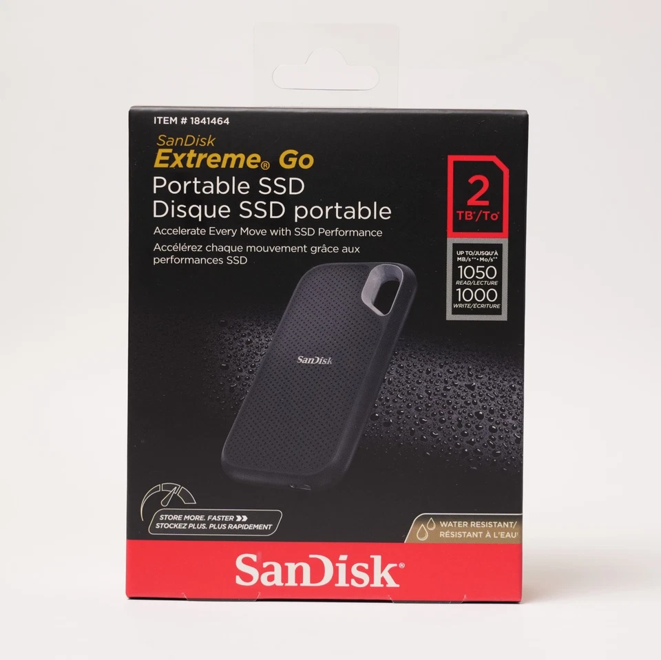 SanDisk NVMe Extreme Go Portable 2TB External SSD USB 3.2 Gen 2 USB-C