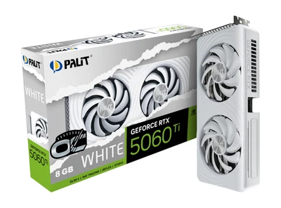 Palit RTX5060 Ti White OC PCIe5 8GB DDR7 HDMI 3DP 2602MHzClock RGB Graphics Card - Image 1 of 4