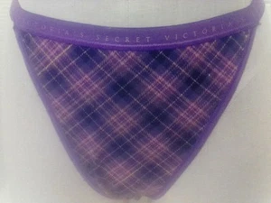 NWOT. Victoria's Secret. String Bikini Purple Pink Plaid Glitter Thread... - Picture 1 of 7