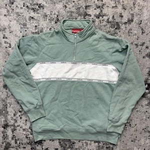 Supreme Logo Tape Stripe 1/4 Zip Sweater Sweatshirt Pockets XL - Picture 1 of 8