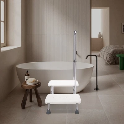 2 Steps Medical Foot Stool With Handle Heavy Duty Adjustable Height Step Stool - Image 1 of 4