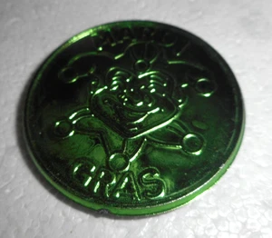 Einzelne Karneval Dublonen Kunststoff grün Narrenkrone dünn 1 1/2" Durchmesser - Bild 1 von 6