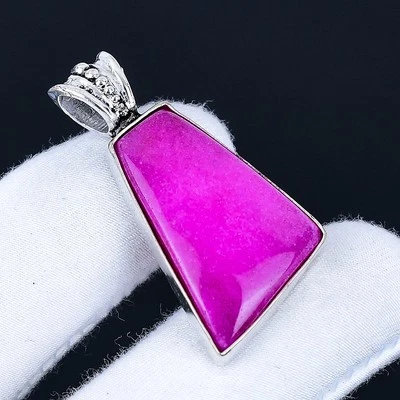Kashmir Red Ruby 925 Silver Plated Handmade Pendant of 1.72" - Image 1 of 3