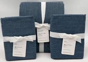 Pottery Barn Soft Washed Denim FULL / QUEEN Duvet Cover & Euro Shams ~ Blue - Picture 1 of 2