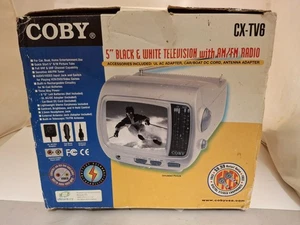 COBY TV BLACK & WHITE 5" CX-TV6 W/RADIO - Picture 1 of 7