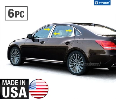 TYGER Fits 2012-2017 Hyundai Equus 6PC Stainless Steel Chrome Pillar Post Trim Foto 1 de 4