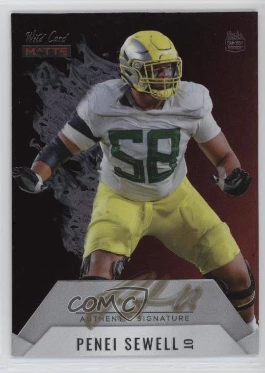 2021 MATTE Hot Rookies Chase Red - Silver Flames /3 Penei Sewell Auto RC - Image 1 of 2