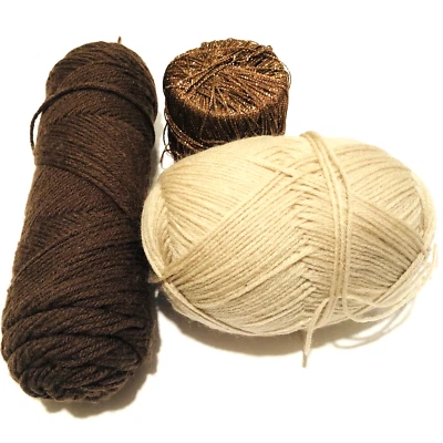 Lote Mixto Hilo Marrón Bronceado Brillante Artesanal Tejedores Lote Madejas Parciales 8 OZ Total Foto 1 de 4