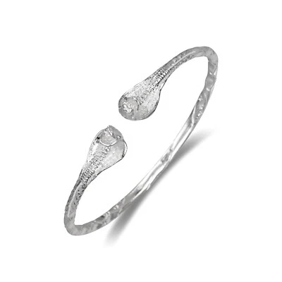 Brazalete Cabezas Cobra Plata Esterlina .925 Indias Occidentales, Brazalete Serpientes, 1 pieza Foto 1 de 4