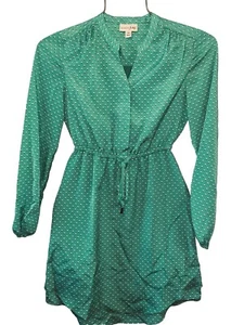 Maison Jules XS NWT Women's Printed Drawstring Dress Green Blurred Dot - Picture 1 of 6