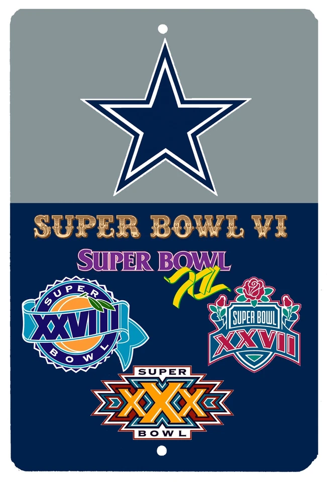 达拉斯牛仔超级碗冠军高光泽金属标志 — 第 1/1 张图片
