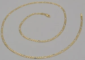 Gold figaro chain 14k Solid Yellow 24 Inches 8.6 Gr 3.0 mm Necklace Q1 - Picture 1 of 5