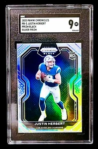 2020 Chronicles Prizm Black Justin Herbert #PB-3 SILVER PRIZM RC SGC 9 MINT - Bild 1 von 2