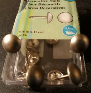 DRITZ HOME Decorative Nails 7/16” Brushed Silver 2 Boxes Total 48 pcs - Picture 1 of 4