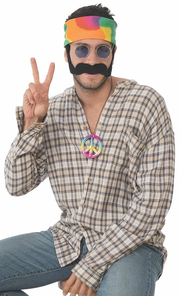 Kit Hippie Hombre Años 60 Woodstock Groovy Vestido Elegante Halloween Disfraz Accesorio Foto 1 de 1