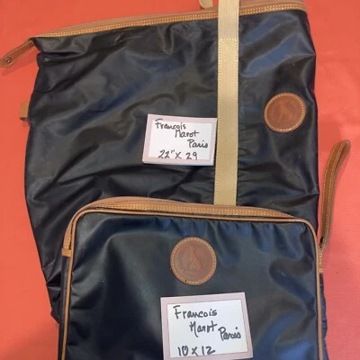 Francois Marot 2 Carry Ons Beautiful Leather/vinyl. 10"x 12" & 22" x 29" Preown - Image 1 of 4