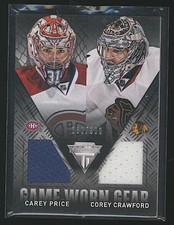 2013-14 Panini Titanium CAREY PRICE/COREY CRAWFORD Dual Jersey Relic 180/300 