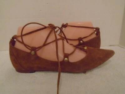 Halogen Womens Brown Suede Leather Lace Up Flat Shoes  Size 7M - Image 1 of 4