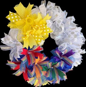 St. Patrick's Day Stormy Day Rainbow Deco Mesh Front Door Wreath Spring Decor - Picture 1 of 7