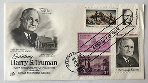ERROR 1984 US HARRY TRUMAN FDC COVER WITH DIAGONAL CANCEL, WASHINGTON DC - Picture 1 of 2